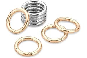 Gkeygo Key Ring Clip, 4/5 Inch Keychain Rings, 8 Pack Round Carabiner Clip for Keys, Buckle, Bags, Purses - Key Chain Hooks Replacement Keychains Lanyard DIY Crafts - Gold, Silver