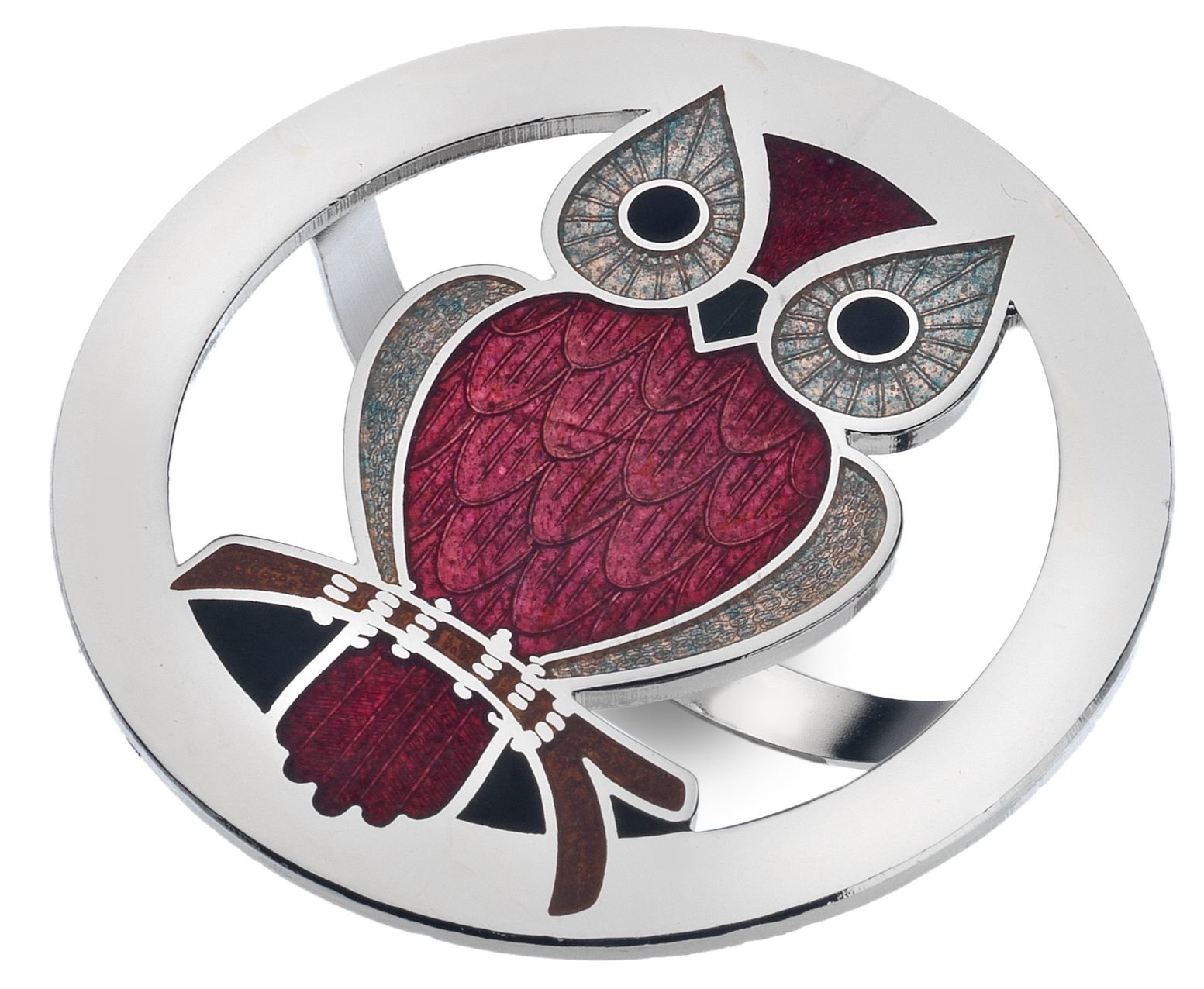 Scarf Ring - Enamel Red Owl