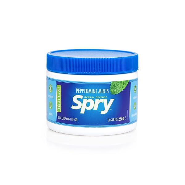 SPRY XYLITOL PEPPERMINT SUGAR FREE CANDY – PROMOTE ORAL HEALTH, INCREASE SALIVA PRODUCTION, STOP BAD BREATH, NON-GMO, GLUTEN-FREE, 240 COUNT (PACK OF 1)