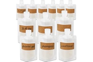 TailaiMei 12 Pieces Travel Pouches for Toiletries, TSA Approved Portable Travel Size, Refillable Stand Up Pouch for Shampoo/Conditioner/Lotion (1.7 &3.4 oz)