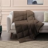 DAICO Lightweight Down Throw Blanket Feather Down Throw for Couch Sofa Soft Packable Down Blanket Throw for Indoor and Outdoor Use 50"x70" Chocolate Blanket