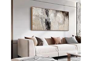 NINEASO Large Neutral Abstract Framed Wall Art (Beige, Float Wood Frame, 120 X 60CM), Modern Abstract Artwork Picture Wall De