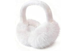Eyegla Ear Muffs for Women Winter Adjustable & Foldable Fuzzy Earmuffs Fluffy Soft Ear Covers for Cold Weather