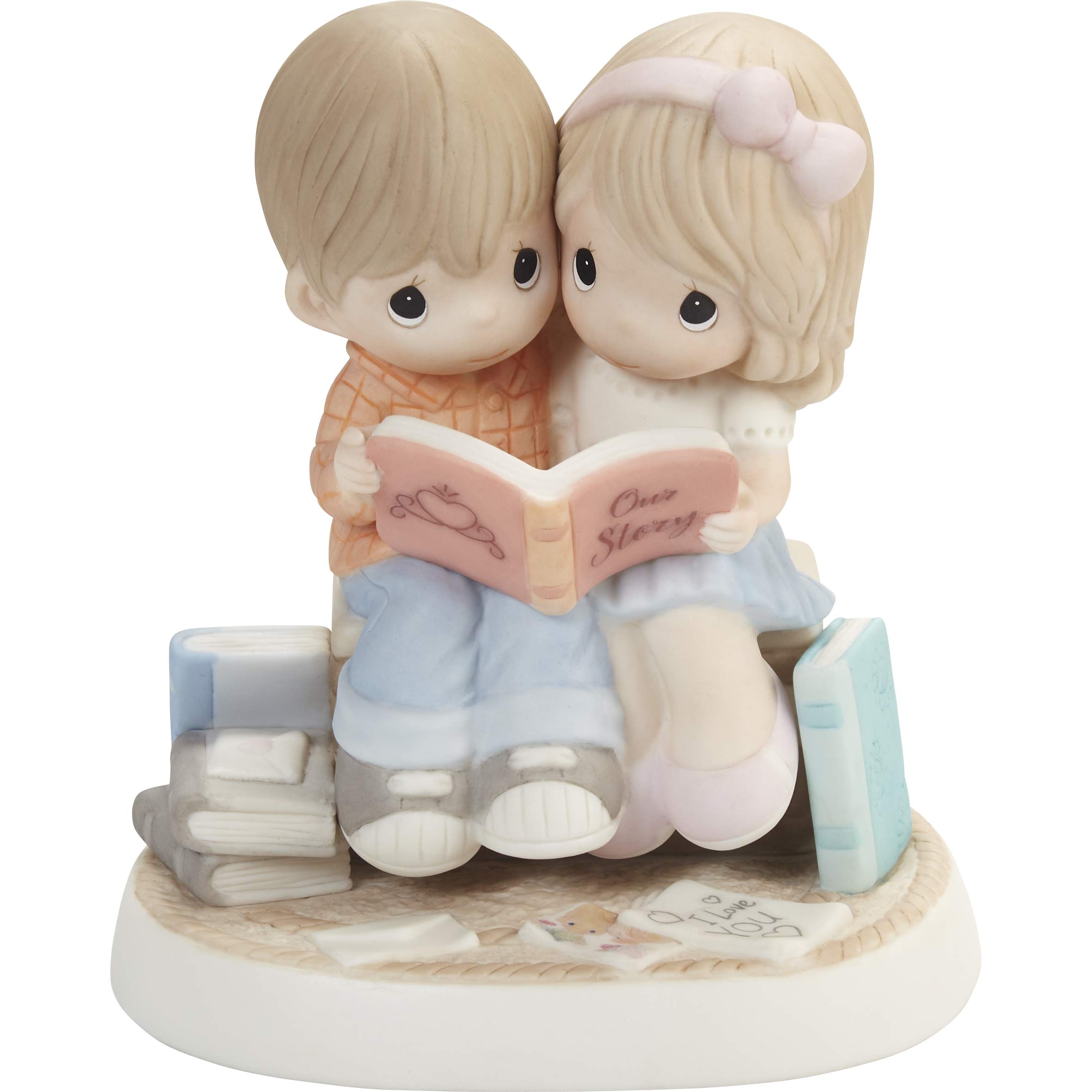 Precious Moments 202003 I Love The Story of Us Couple Bisque Porcelain Figurine, One Size, Multicolored