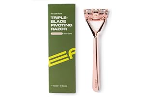 Leaf Shave | Leaf Razor, All-Metal Safety Shaver with Pivoting Head & Adjustable Blade Loading, Includes 10 Stainless Steel Single-Edge Blades, Compatible with Standard Safety Razor Blades - Rose Gold