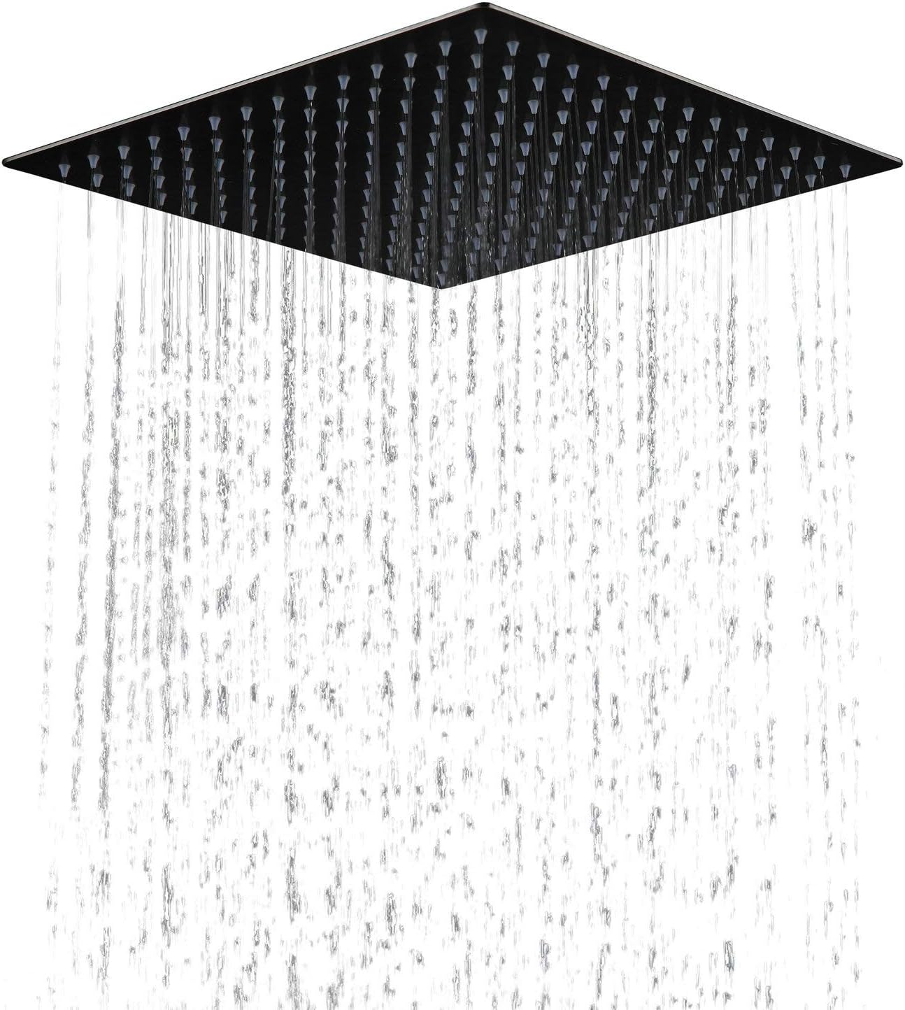 16 Inch Rainfall Shower Head Square Ultra Thin Dark Painting 1/16" Edge With Silicon Nozzles Luxury Sprayer Stainless Steel 304 Leekayer