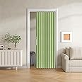 Jilron 100% Blackout Fabric Folding Door Curtain with Magnetic Closure - Accordion Style for Sliding Doors, Closets,Wardrobe and Temporary Door Solutions Doorway Curtains（W42 x L78, Green，1 Panel）