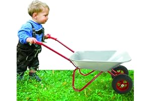 3T GROUP Kids Wheelbarrow Set,All Metal Toddler Wheelbarrow Toy Gift for Kids Wheel Barrow Gardening Tool,Wheel Barrel Sowing,Digging Sand,Sweeping Leaves,Shoveling Snow(Silver)