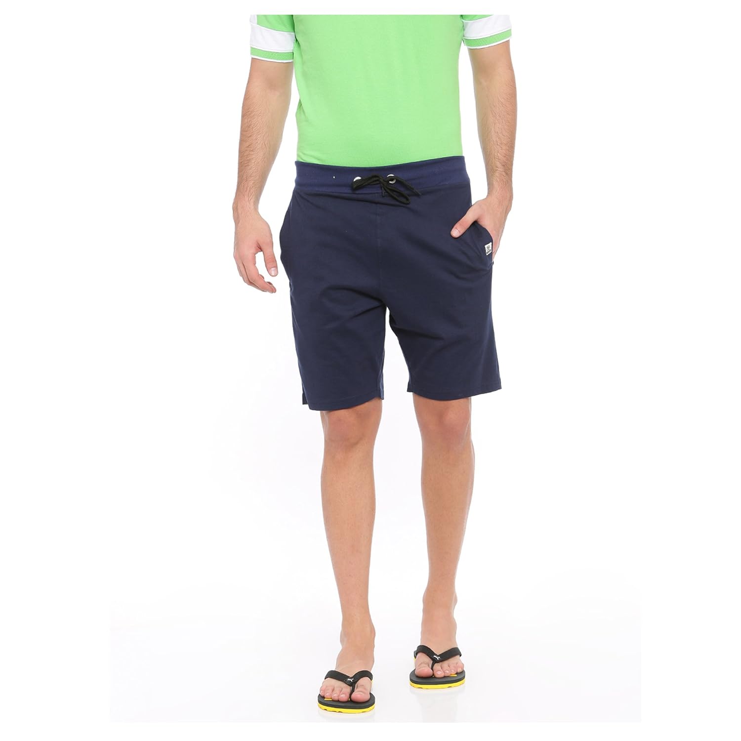 toj navy solid cotton premium cotton shorts for men (pack of 1)