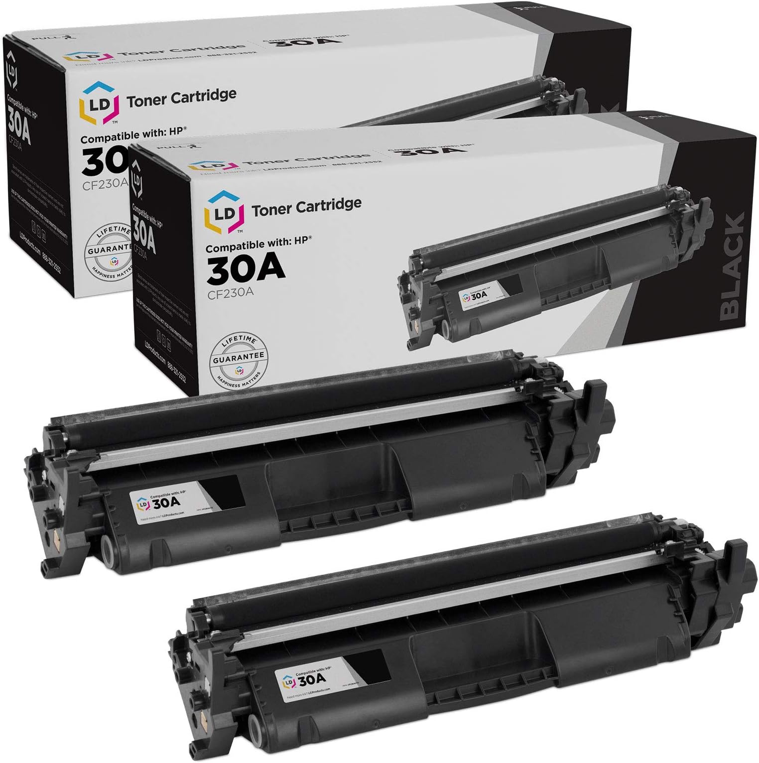 LD Products Compatible Replacements for HP 30A CF230A 30X CF230X Toner Cartridge (Black, 2-Pack) for use in HP Laserjet Pro: M203d, M203dn, M203dw, MFP M227d, MFP M227fdn, MFP M227fdw, MFP M227sdn