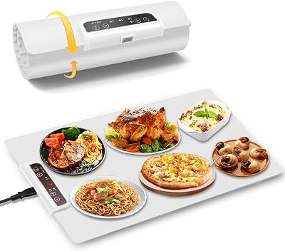 Agrdeed Electric Food Warming Mat Silicone Roll Up Heat 3 Temp 4Hr Timer