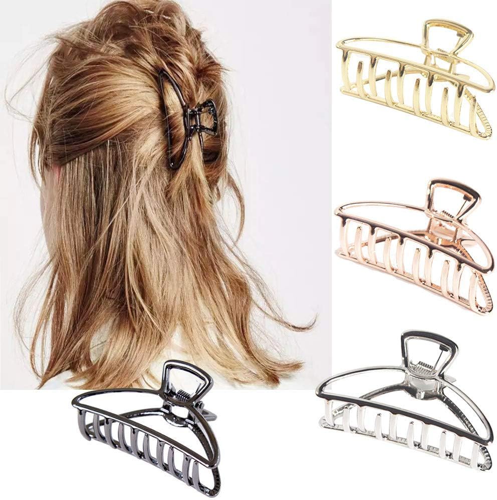 CAILI 3 pcs Hair Claw Clips,Crescent Hairpin,Metal Hair Clamps,Simple hairdressing Tools, Vintage Hair Accessories, Shower Clips,Strong Hold for Hair(Gold + Black + Rose Gold) - Image 4