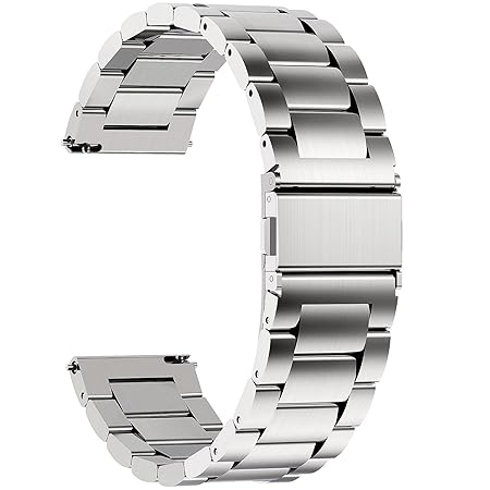 Fullmosa Uhrenarmband Edelstahl,Metall Armbänder mit Schnellverschluss geeignet für Damen&Herren, 20mm Silber