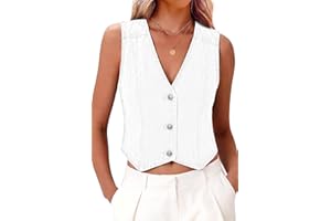 ELLEVEN Women’s Denim Vest V-Neck Crop Jean Vest Top Sleeveless Y2K Button Denim Jacket Summer Country Outfits