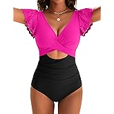 Blooming Jelly Womens One Piece Swimsuit Tummy Control Bathing Suit Modest Twist Front Cutout Swimwear 2025