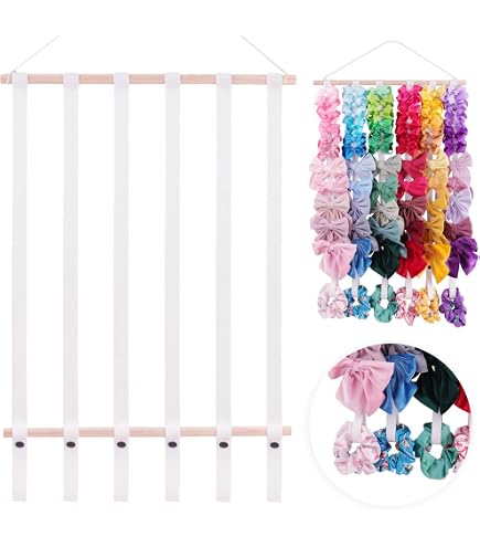 2 Pack Hair Bow Holder Organizer - Hanging Wall Storage For Headbands, Clips, Baby Girls Hair Accessories