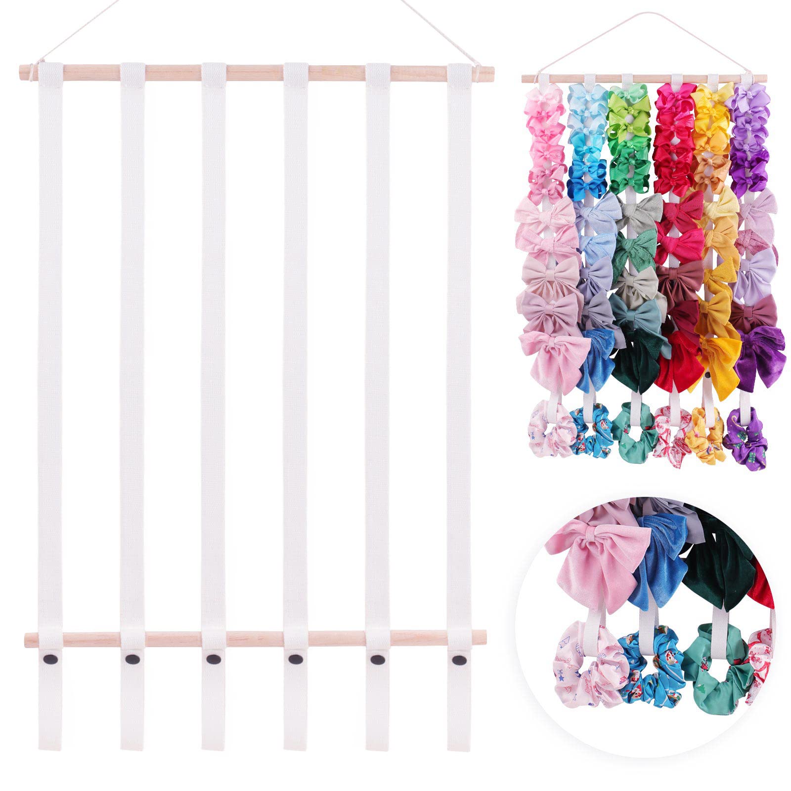 Photo 1 of Oaoleer Hair Bow Holder Organizer for Girls Hair Bows,Hair Accessories Headband Organizer Bow Storage Hanger for Baby Girls Wall Hanging Decor for Toddler Girls (White)