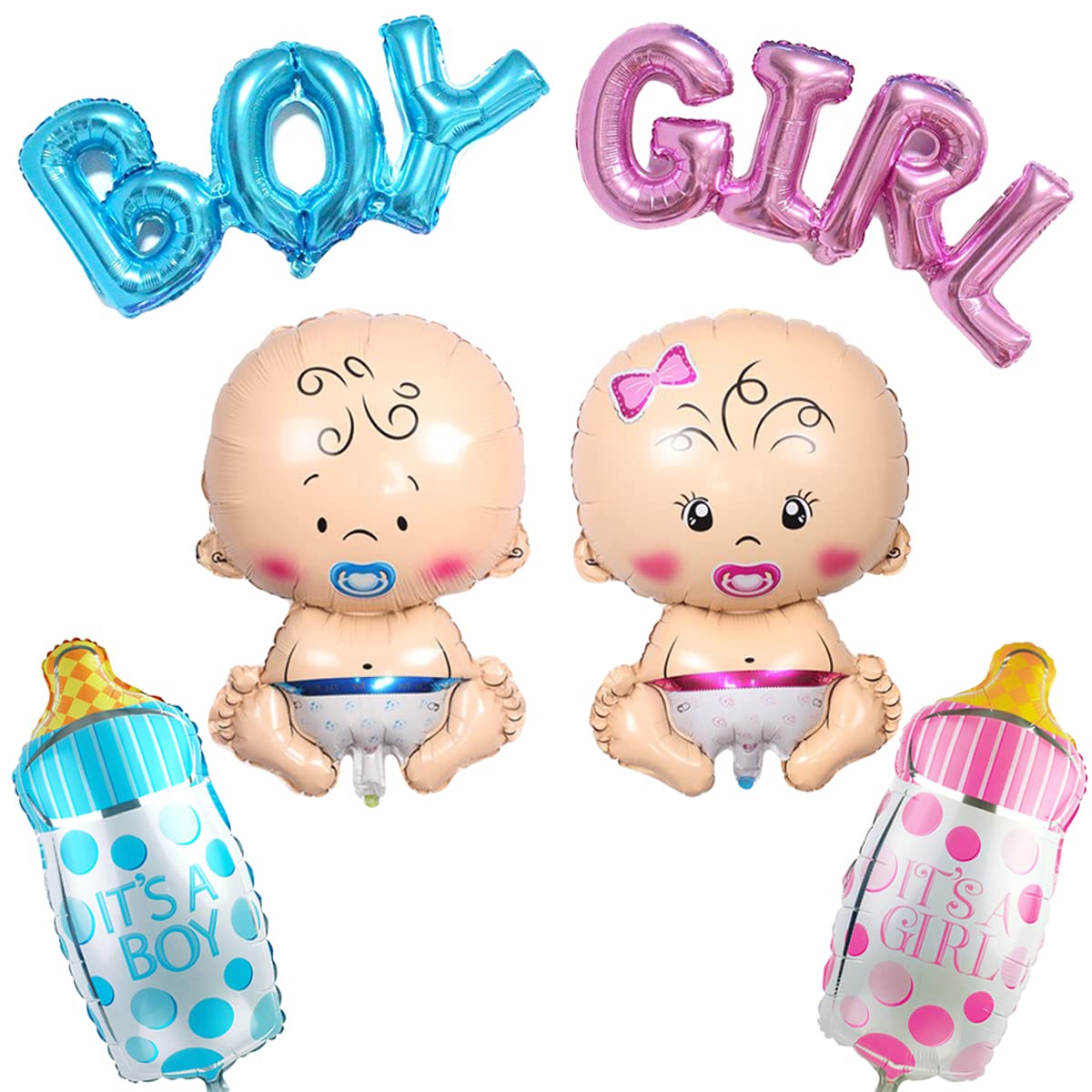 JKJF Boy Girl Party Decoration Baby Shower Decoration Baby Foil Balloon Dummy Baby Balloons Dummy Bottle Balloon for Gender Reveal Party Baby Birth Shower Party - Giant 6 Pieces