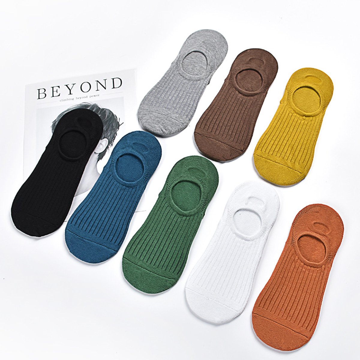 Spikerking Mens Cotton Low Cut No Show Casual Non-Slide Socks OS Multicolor Thin Socks 8 Pack (US shoe Size 6-11, 8 Pack-8 Color 1)