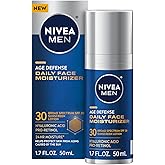 NIVEA MEN Age Defense Daily Face Moisturizer with Broad Spectrum SPF 30 Sunscreen, Pro-Retinol and Hyaluronic Acid, Beard-Friendly Face Lotion Helps Defend Against UVA/UVB Rays, 1.7 Fl Oz Bottle