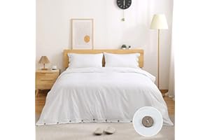 eBeddy Linens Luxury 800 TC Ultra Silky Soft Egyptian Cotton Oversized King 120x98 Size 3-Pieces Duvet Cover Button Closure & Corner Ties Durable and Fade Resistant White