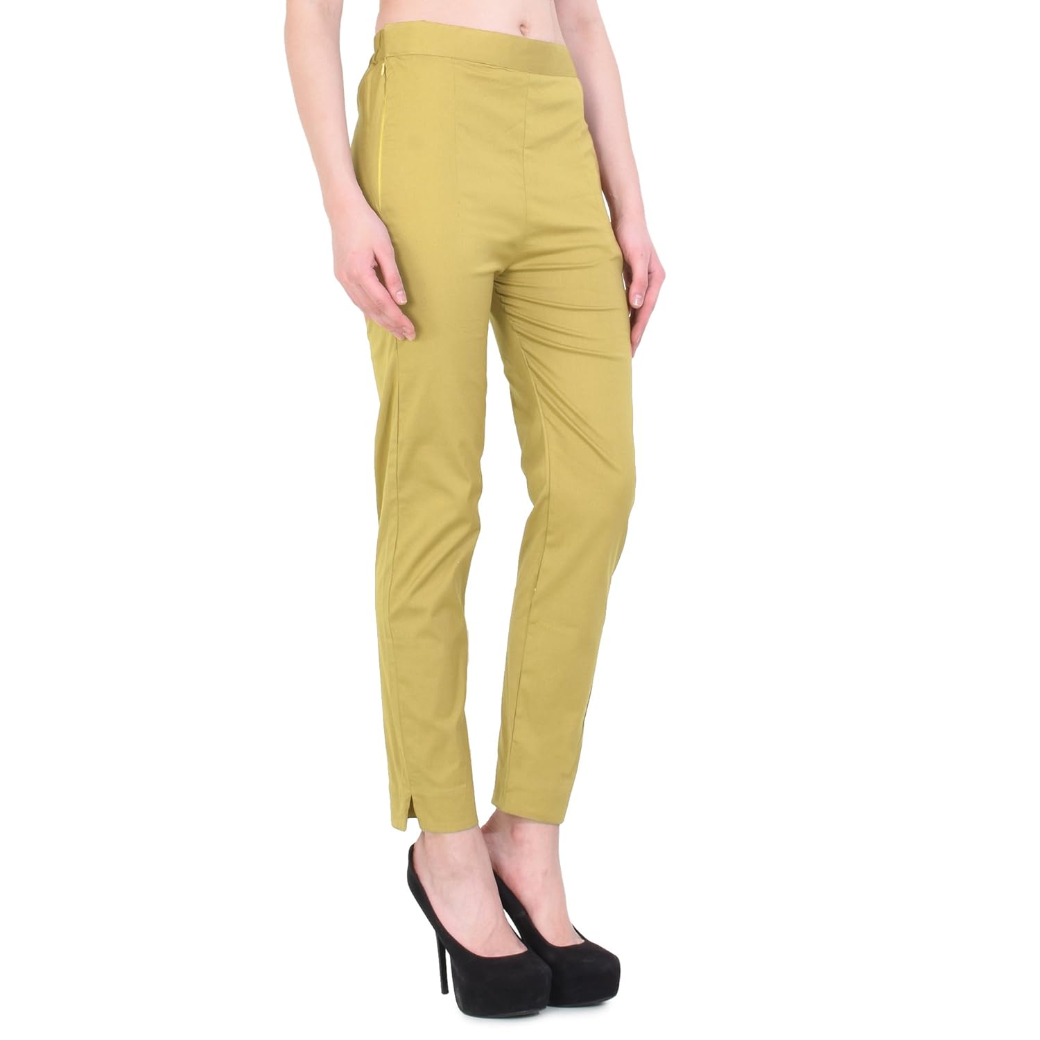 jenee ventures stretchable cotton lycra blend straight slim fit pant for women