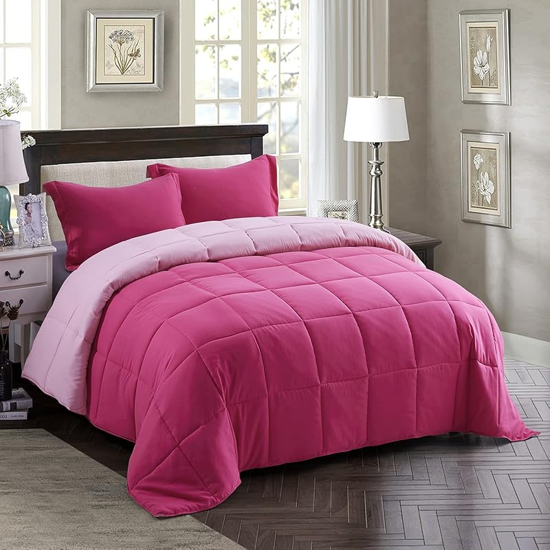 HIG Pink Reversible Coverless Duvet Set 135x200cm 10.5 Tog OEKO-TEX