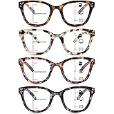 COJWIS Progressive Multifocus Reading Glasses for Women - 4 Pack Computer Readers with Blue Light Blocking and Spring Hinge