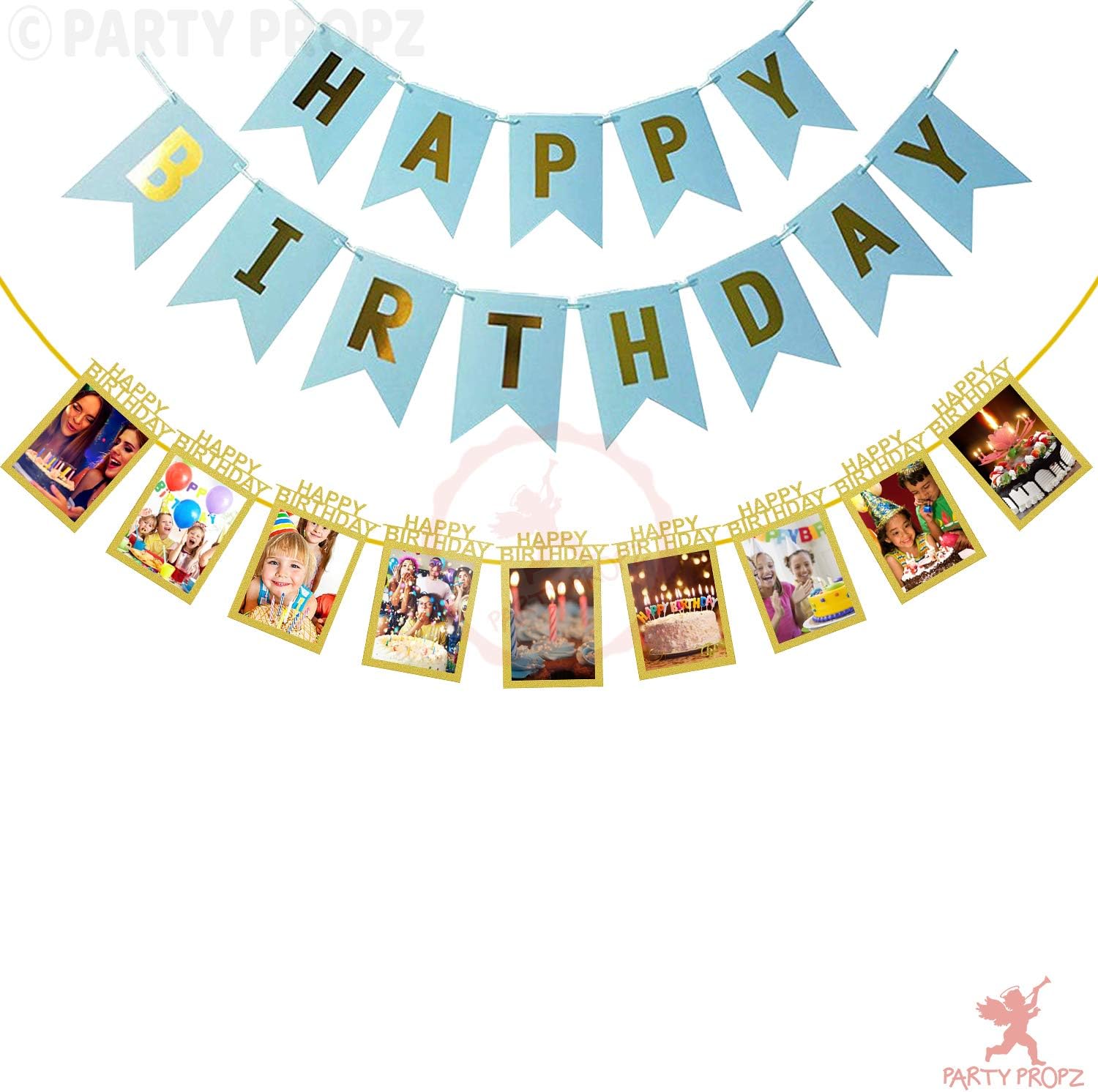 Blue Happy Birthday Banner And Photo Banner For Birthday