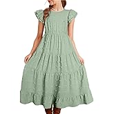 blibean Girls Summer Dress Tween Polka Dots Maxi Pockets Dresses Size 6-16 Years Old