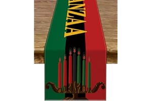 PUDODO Kwanzaa Table Runner Kinara African American Table Decor African Heritage Holiday Kitchen Dining Room Home Decoration (13" x 72")
