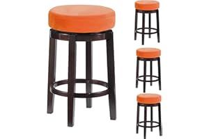 Deisy Dee 4pcs Velvet Stretch Round Bar Stool Seat Covers,Barstool Covers Slipcovers for 15.5-20 inch Stool Chair (4, Orange, 15.5-20 INCH)