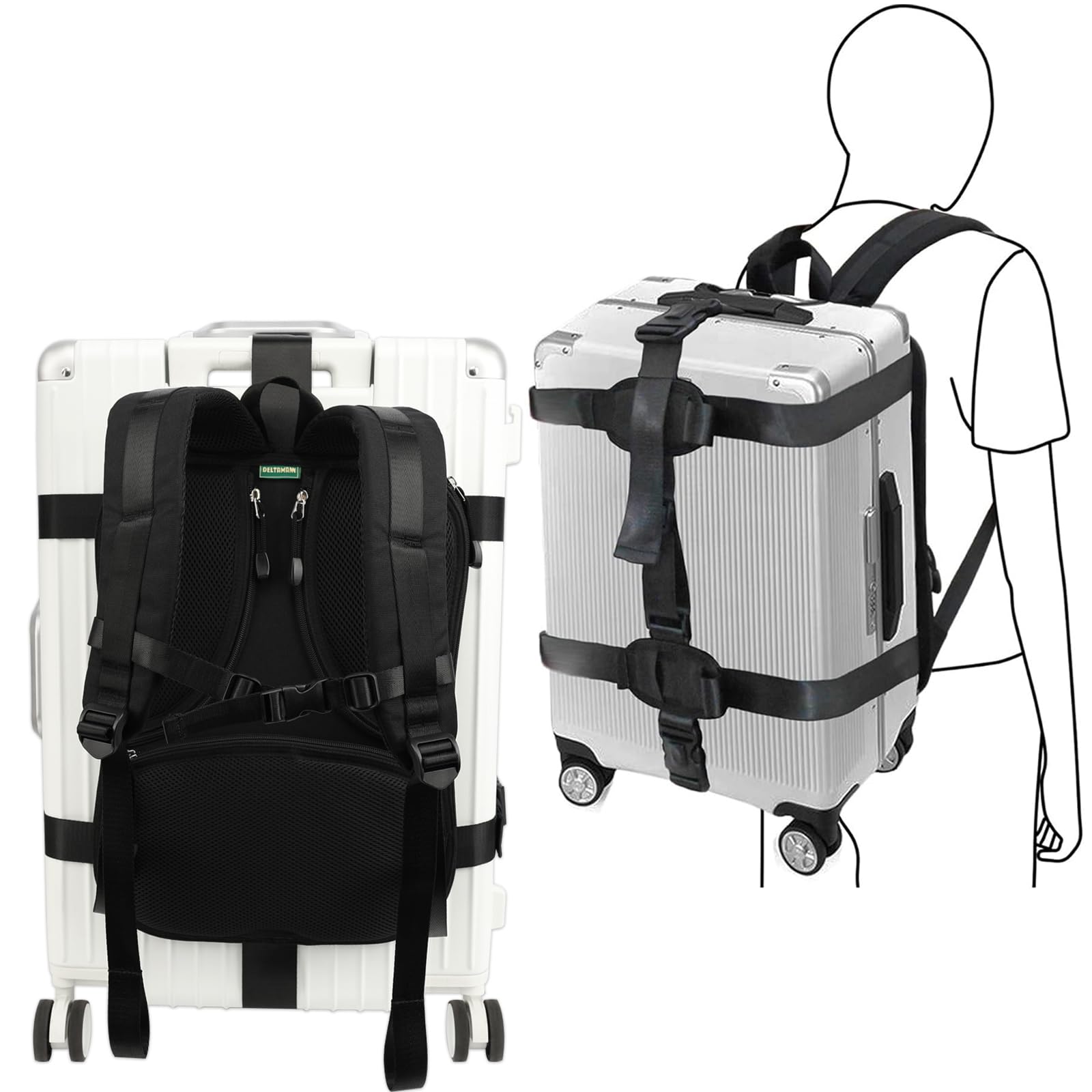 Baggex Store Hardcase/Carry On Trolley Luggage Backpack Conversion System Adjustable Strap, Black, One Size