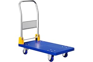 SunHalo Gear Flat Push Cart Dolly, Foldable Flat Bed Cart,Platform Cart Truck with 4 Wheels,440lb Weight Capacity Folding Platform Truck with Handle for Moving and Loading,360 Degree Swivel,(Blue)