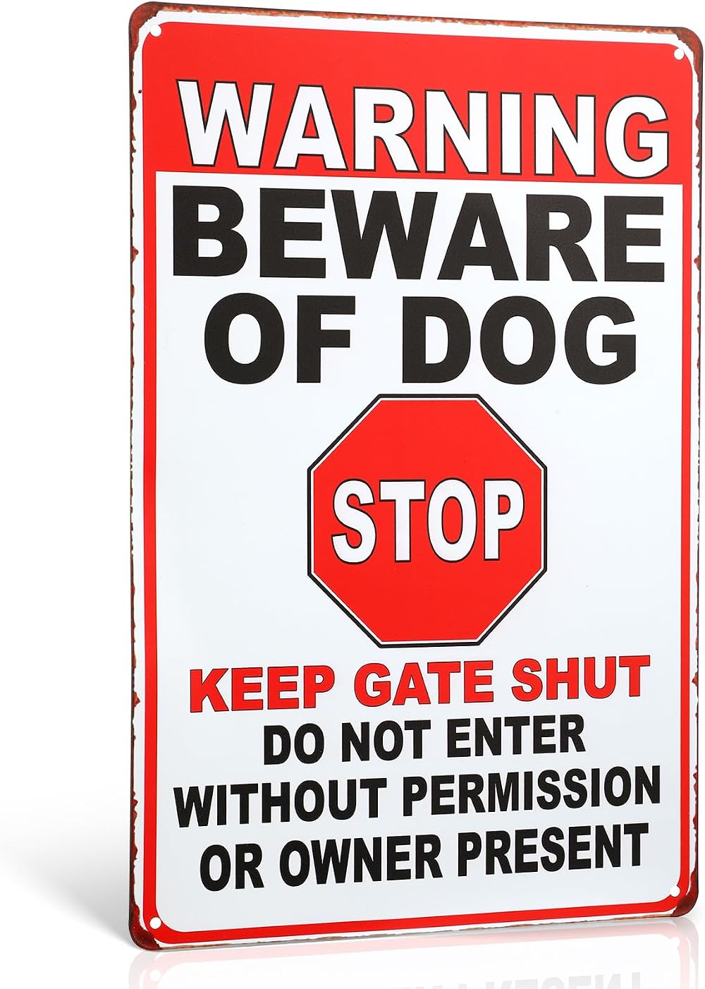 Photect Beware of the Dog Sign Tin Sign Red 7.9 x 11.8 Outdoor Gate