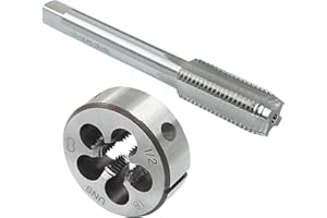 Zorveiio 1/2"-18 UNEF Tap and Die Set, 1/2 x 18 UNEF Machine Round Die Thread Tap Right Hand for Machinists/Engineers