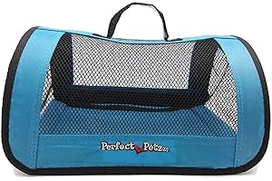 Pet Travel Bag for Originals & Minis, Small Pet Carrier w/Mesh & Nylon Lining, Dog Carrier for Medium Dogs, Versatile Kitten Carrier & Puppy Carrier, Easy to Clean, Blue - Perfect Petzzz