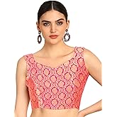 Chandrakal Womens Banarasi Brocade Sleeveless Readymade Saree Blouse (B229-P)