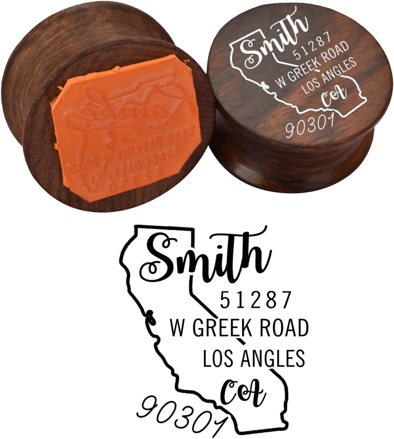 Custom Name & Address Wooden Stamp Personalised Office Stationary Rubber Stamp Amazon.co.uk