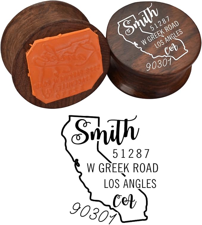 Custom Name & Address Wooden Stamp Personalised Office Stationary Rubber Stamp Amazon.co.uk