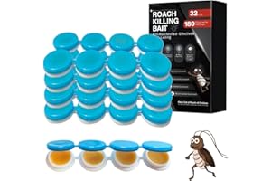 FLODTEEK 32 Pack Cockroach Gel Bait, Highly Effective Roach Killer Indoor Infestation Solution, Fast Acting Cockroach Killer Indoor Home Kitchen Use, Easy to Apply & No Mess Roach Bait, Long-Lasting