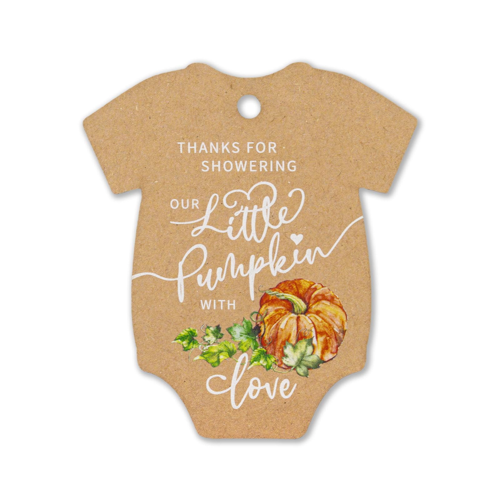 Summer-Ray 50pcs Thanks for Showering Our Little Pumpkin with Love Baby Shower Favour Tags (Kraft Brown)
