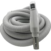 Universal Central Vacuum 35 ft High-Voltage Hose with Direct Connect Plug, ON-Off Switch Control at The Handle-Compatible with Most Inlets - Crushproof (35 Ft. Direct Connect)