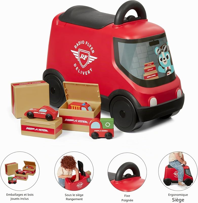 Camion de Transport et de Livraison, Jouet Rouge à Monter pour Tout-Petits de 2 Ans et Plus