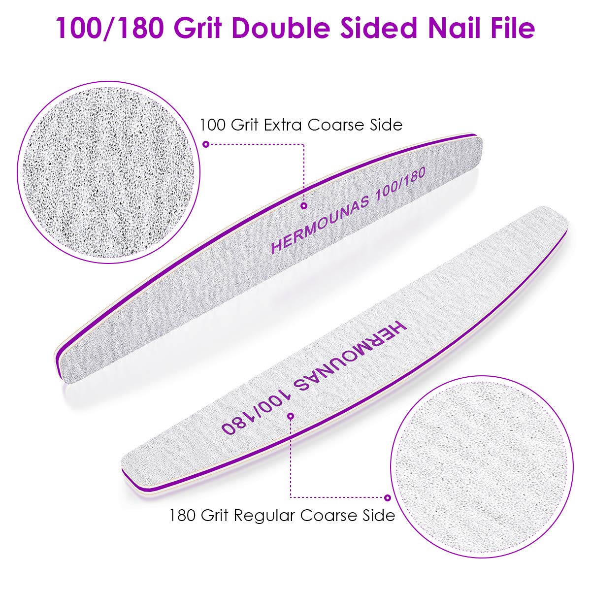 18 PCS Nail Files, Nail Files and Buffers Professional Double Sided 100/180 Grit Nail Styling Tools for Home and Salon Use : Beauty