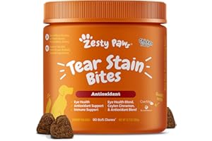 Zesty Paws Tear Stain Support Soft Chews for Dogs - for Eye Moisture + Vision & Immune Support - Functional Supplements with Fish Oil, Lutein, Cranberry & Vitamin C - Chicken Flavor - 90 ct