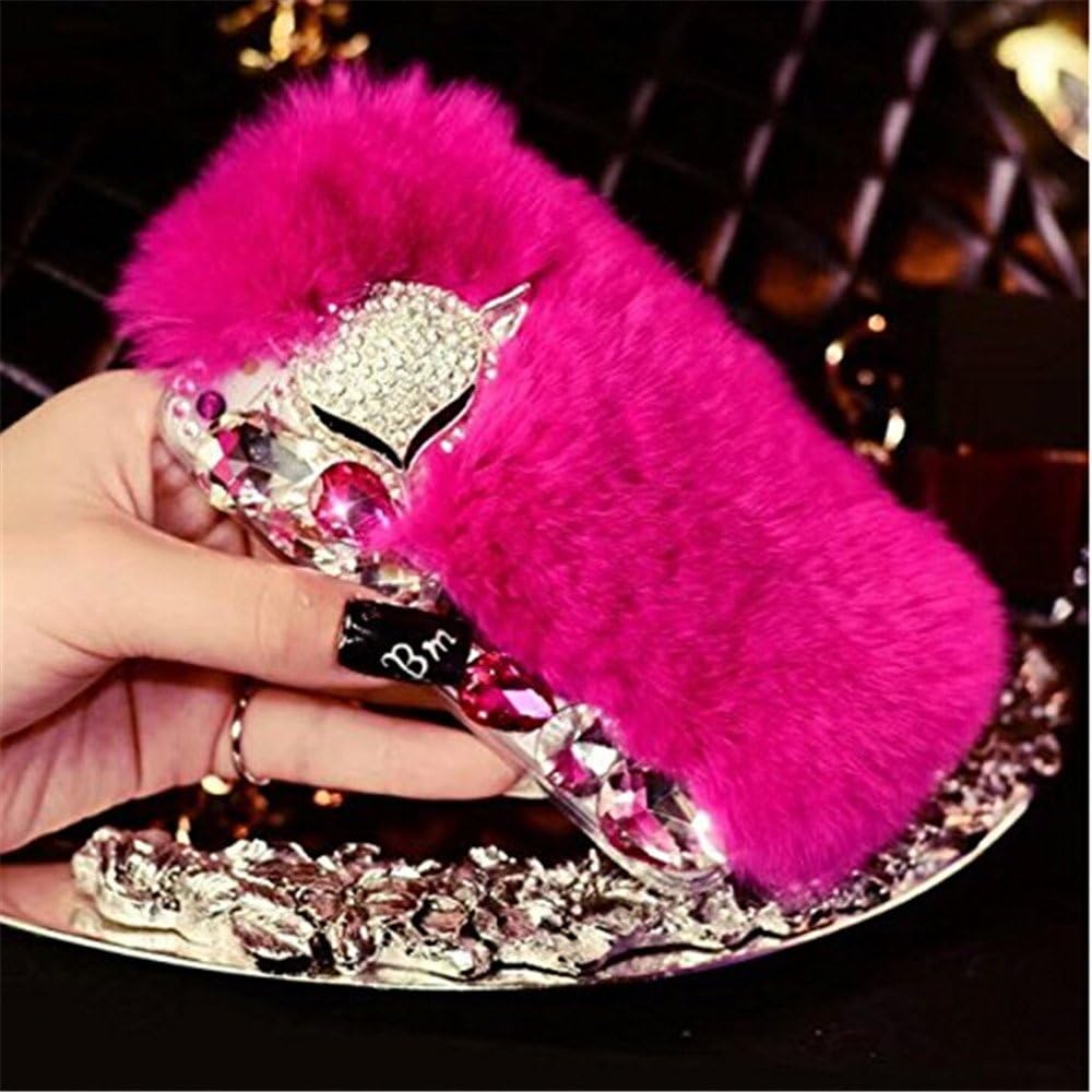 Case for iPhone XS Max 2018 (6.5 inch), Super Deluxe Luxury Fox Head Fluffy Furry Soft Warm Beaver Rex Rabbit Hair Fur Glitter Diamond Crystal Rhinestone Case for Apple iPhone XS Max(B008)