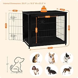 DWANTON Dog Crate Furniture with Cushion, Wooden