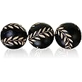 vskikris Decorative Orbs for Bowls and Vases, Set of 3, 4 inch Resin Round Sphere Balls, Leaf Pattern, for Living Room, Dining Room, Coffee Table Centerpiece Home Decor