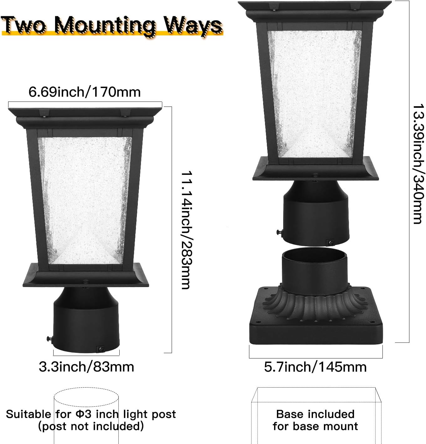 Solar Post Light, Outdoor Solar Post LED Lantern with Motion Sensor